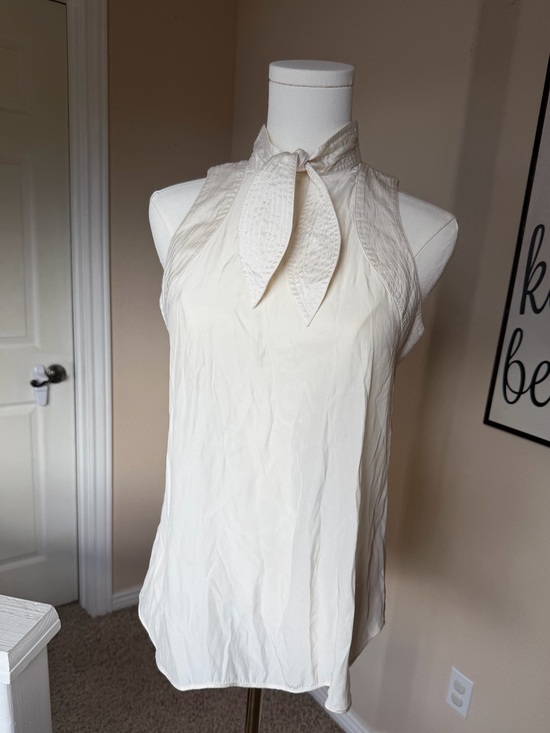 Stella McCartney Tops - Stella McCartney for C&A 100% Silk Tie Neck Sleeveless Blouse Ivory